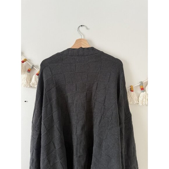 American Eagle Checkered Print Oversized Open Front Cardigan Gray Cozy LoungeXXL - Picture 11 of 11